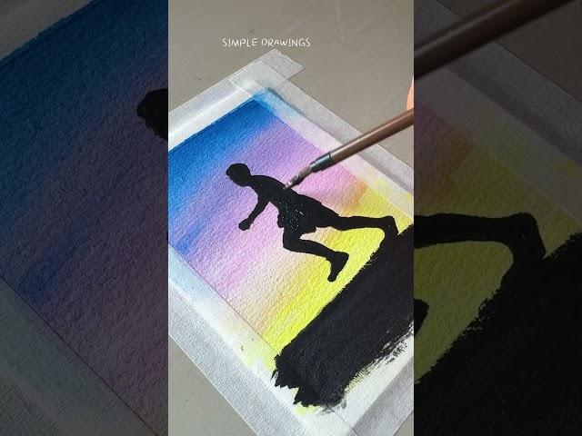 Boy chasing light/watercolor painting#painting #shorts  #acrylicpainting