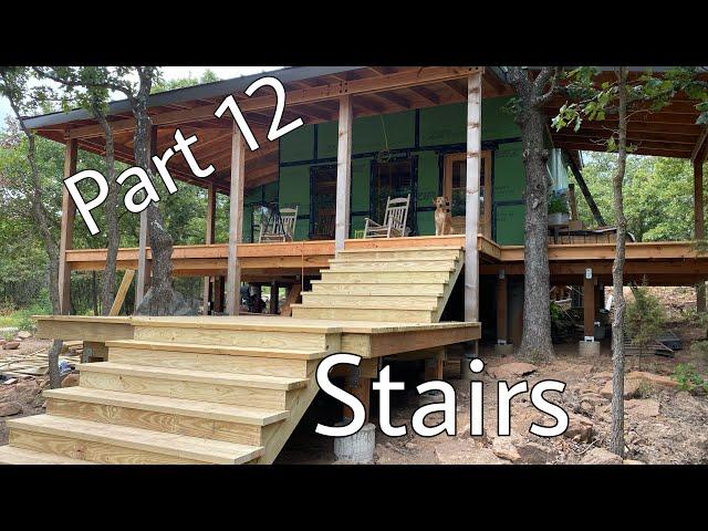 Building A HUGE Porch | Finishing the stairs | DIY Debt Free Cabin Build