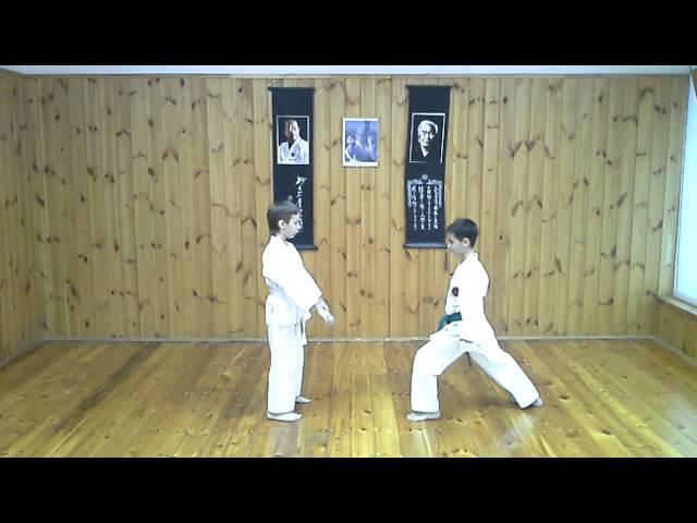 Karate Shotokan Kumite kihon-ippon boys 9-10 years Viatkin Nikita vs Evgeny Kalinin