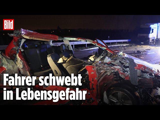 A5: Horror-Unfall auf Autobahn nach Sekundenschlaf