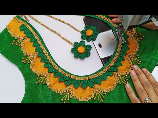 Very popular blouse back neck design || blouse || cutting and stitching back neck blouse design