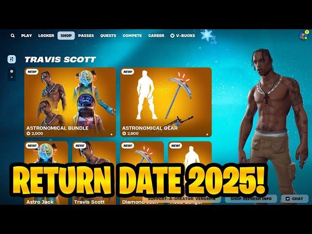 TRAVIS SCOTT SKIN RETURN DATE in FORTNITE ITEM SHOP 2025! (Travis Scott Confirmed Return Date)