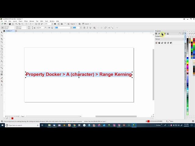 Kerning Text in CorelDraw 2019