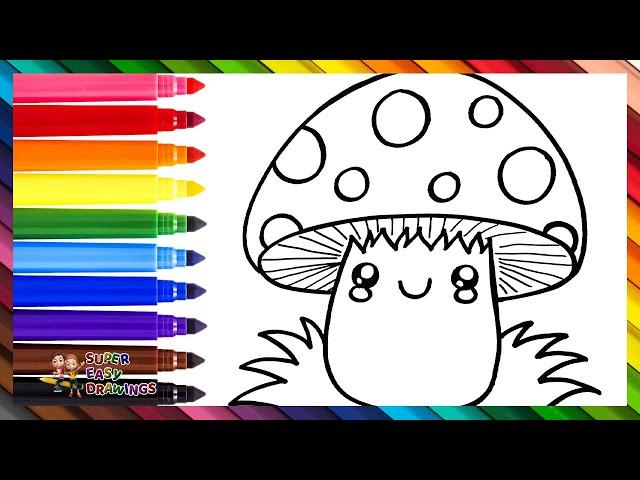 Draw and Color a Cute Mushroom  Drawings for Kids