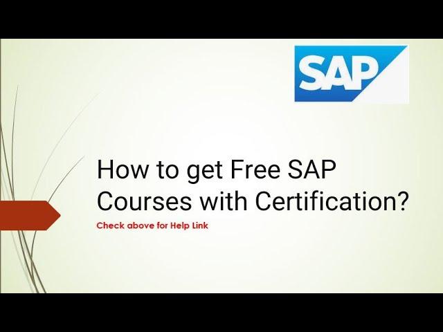 How to get Free SAP Courses Training with Certification? Use open.sap.com