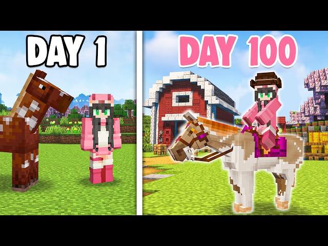 I Spent 100 Days Building a Cottagecore Horse Ranch in Minecraft Hardcore