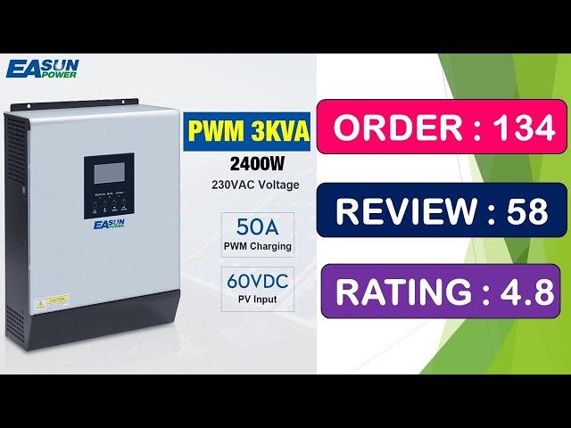 EASUN 3000VA 2400W Pure Sine Wave Hybrid Solar Inverter Review