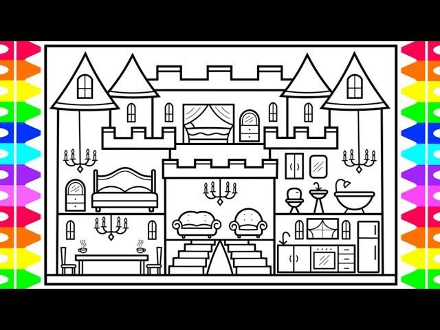 How to Draw a CASTLE for Kids  CASTLE Drawing for Kids | Castle Coloring Pages for Kids