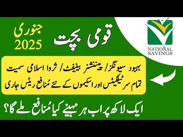 National Savings Latest Profit Rates January 2025 ll Behbood Savings Account ll Qaumi Bachat Bank