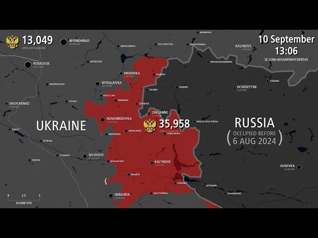 Pokrovsk Offensive Map - Russian Invasion of Ukraine - Every Day [Aug 6 to Sep 10]