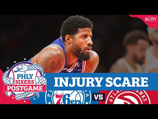 Paul George leaves game with hyperextended left knee in win over Hawks | PHLY Sixers Podcast