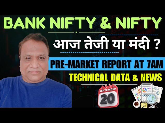 Nifty, Bank Nifty Technical / Data,  Pre- Market Update at 7 am,    20 -Sept -2024