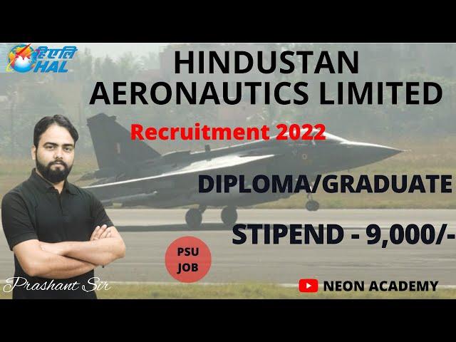 HAL Recruitment 2022 | Stipend - 9,000 | Final Year Eligible | Apprenticeship Job | Latest Jobs 2022