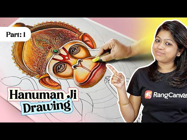 How to draw Hanuman Ji, Lord hanuman ji Drawing Part -1 ,  Hanuman Jayanti drawing oil Pastel