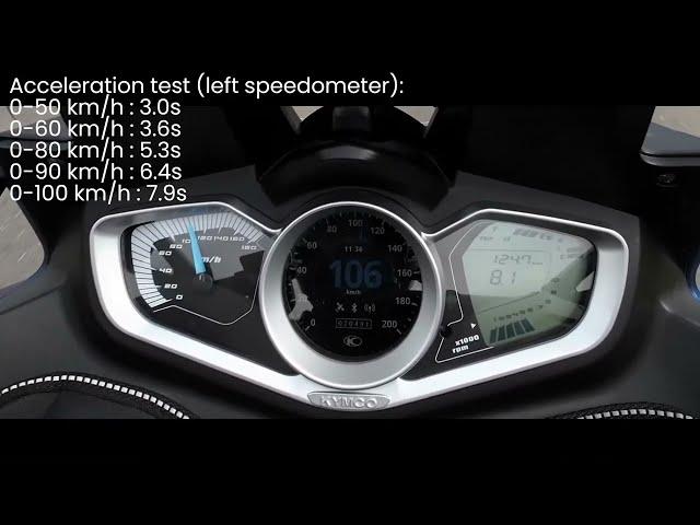 Kymco Xciting S 400 - 0-100 km/h - test 3 (no top case or additional helmet)