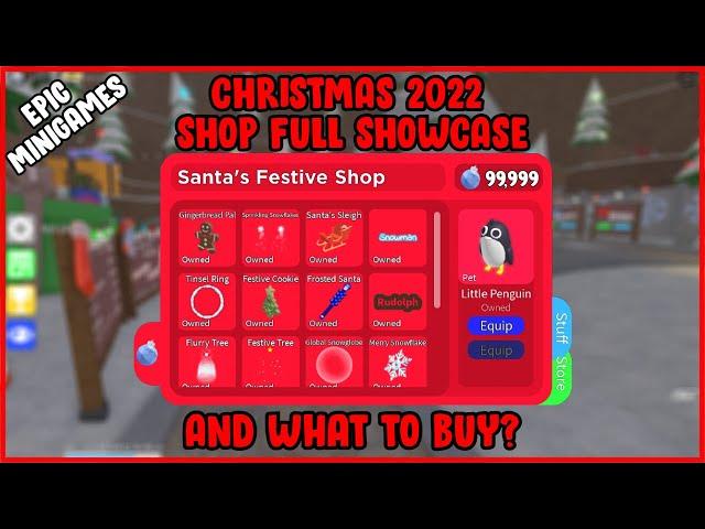 Showcasing the Santa's Festive Shop of Epic Minigames Christmas 2022