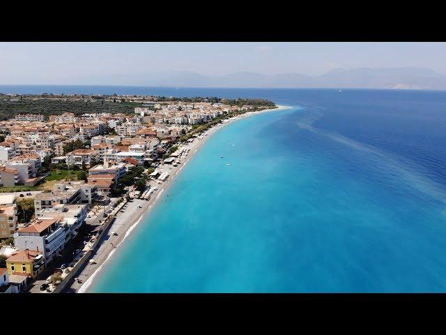 AKRATA BEACH, ACHAIA, GREECE (DRONE). ΠΑΡΑΛΙΑ ΑΚΡΑΤΑΣ ΑΝΩΘΕΝ.