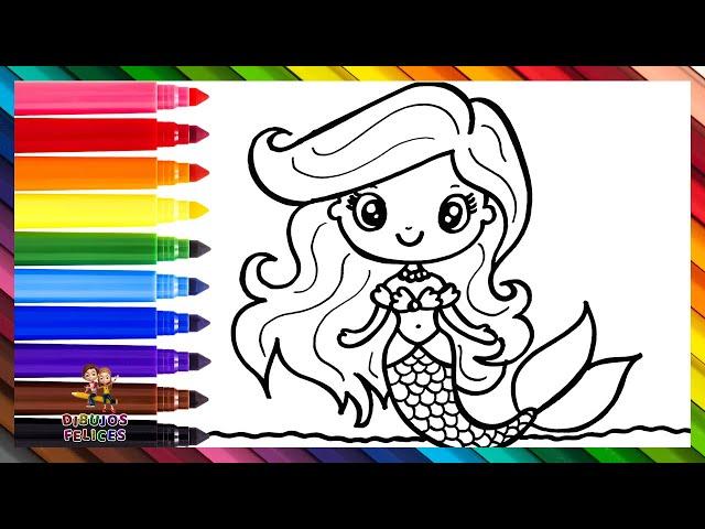 Dibuja y Colorea Una Linda Sirena ‍️ Dibujos Para Niños