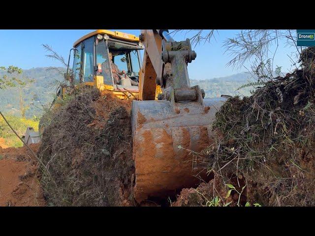 Mountain Top Road Work with JCB Backhoe Loader