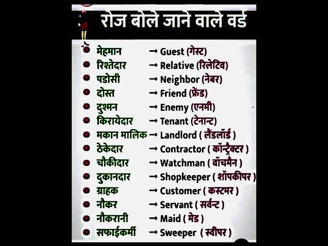 रोज बोले जाने वाले वर्ड्स #spoken #vocabulary #englishpractice #englishsentences #words