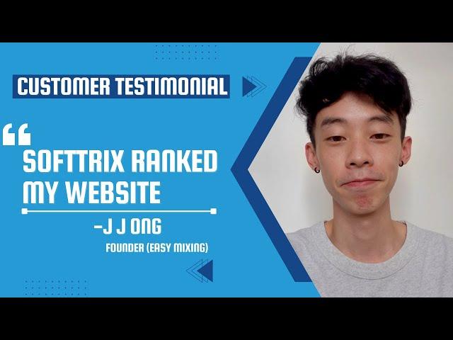 "Thank you Softtrix, for helping me rank my website on Google" - Client Testimonial