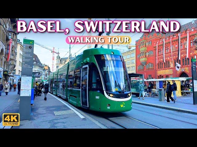 Amazing Basel Switzerland City Tour  Swiss Walking 4K/60fps HDR [With Captions]