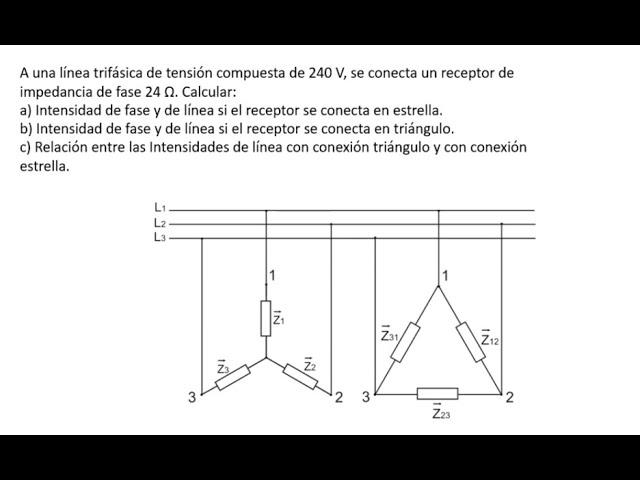 Circuito eléctrico trifásico equilibrado estrella y triangulo - Ejercicio paso a paso