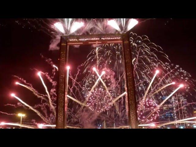 Happy new year 2025 welcome in dubai  !! dubai frame building