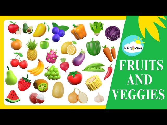 Fruits & Veggies | Preschool Fruits and Vegetables Names | Kids Learning Video | BrainyBeams