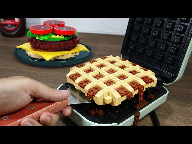 LEGO Breakfast: The Ultimate American Waffle Burger Recipe ASMR IRL