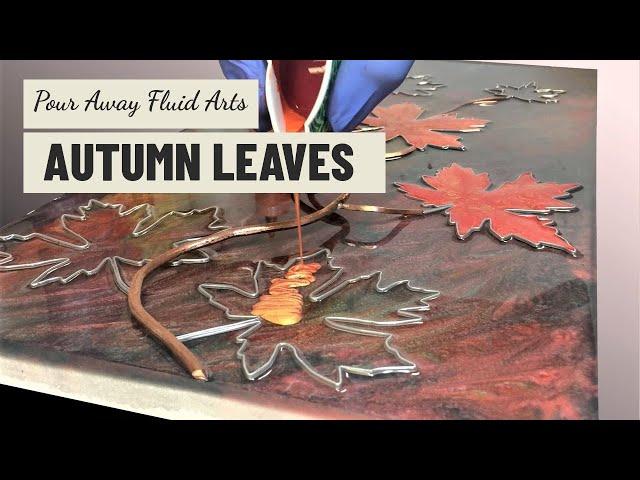 Fluid Art - Autumn Leaves. Mixed media artwork in Resin, Acrylic and copper.