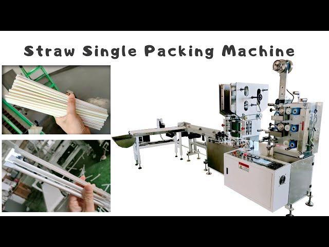 individually Straw Single Packing Machine,printing logo on paper straw packing machine