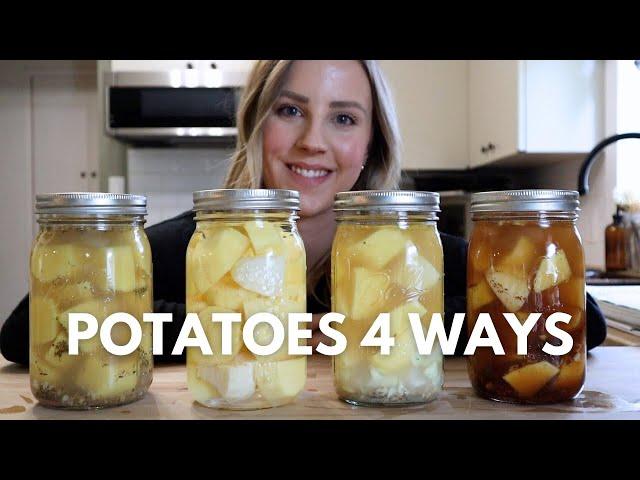 Homegrown Potatoes Canned 4 Ways | Plain, Mediterranean, Herbed & Chipotle | Pressure Canning Recipe