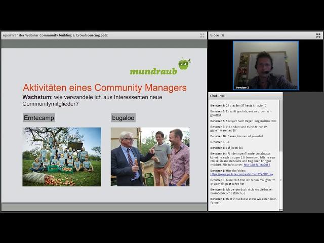 openTransfer Akademie Webinar "Community building & Crowdsourcing" mit Kai von mundraub