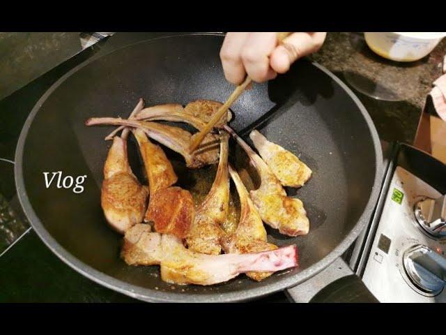 Vlog 在家煎羊排，蜂蜜桂花桂圆茶，葱爆猪肝