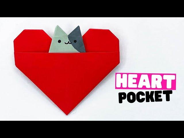 How to make ORIGAMI HEART [origami heart pocket with origami cat, rabbit and Pikachu]