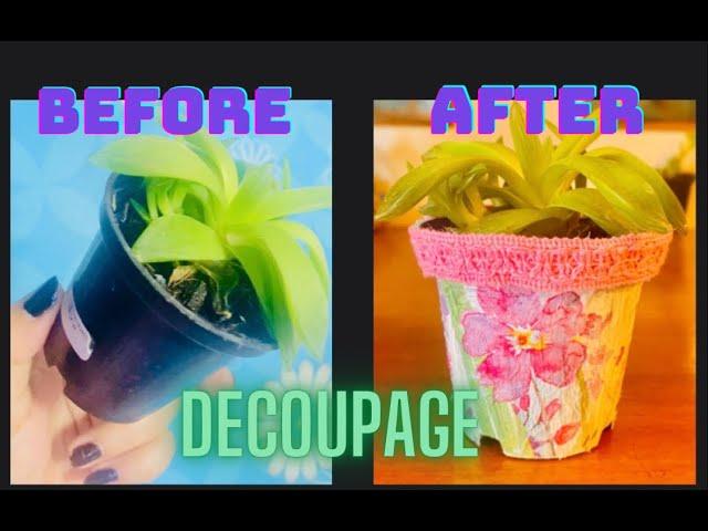 Decorating Pots Using Decoupage Art |#decoupage |#madeathome |#diy | Succulent plant pot decor