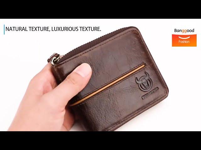 Men Genuine Leather Multi-Card Holder Zipper Wallet - Banggood Fashion