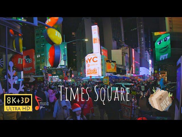 8k 3D Times Square New York City at Night + M&M Store,Christmas Town Walking Tour Experience Quest 2