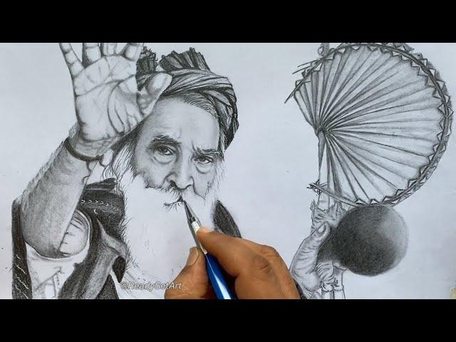 Pencil Drawing Tutorial! Pencil Drawing of Yogi Ram surat kumar. Shading Tutorial Step by Step!