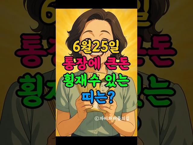 6월25일 대박 기운으로 통장에 큰 돈 횡재수 있는 띠는? #6월25일운세 #일확천금띠 #복권운 #재물운 #띠운세#재물복폭발 #자비와재물의길 #돈복