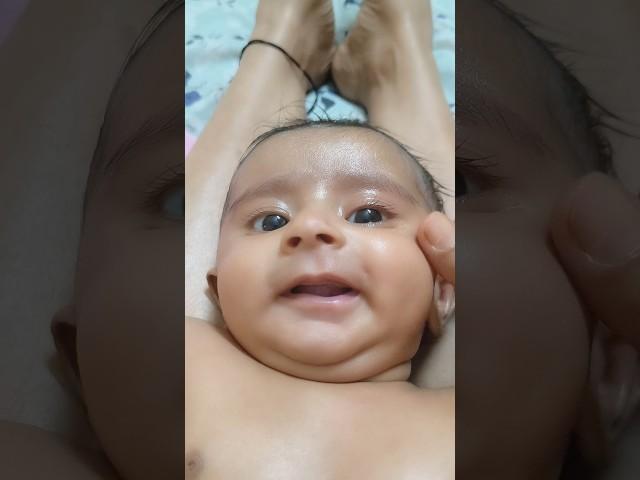 cute smile  after face massage #newbornbaby #babyjoy #cutestbaby #tinysmiles #babycare #littlebaby