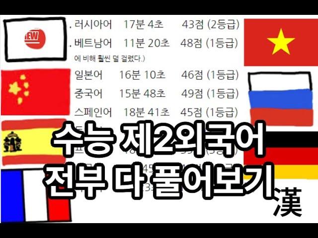 수능 제2외국어 9개 전과목 풀기 도전 - 자칭 언어덕후의 점수는?