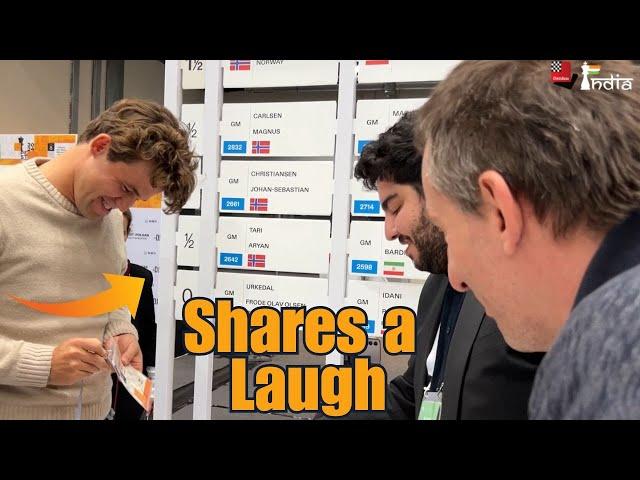 Magnus Carlsen Shares A Laugh | Iran Beats Norway | 45th Olympiad Budapest