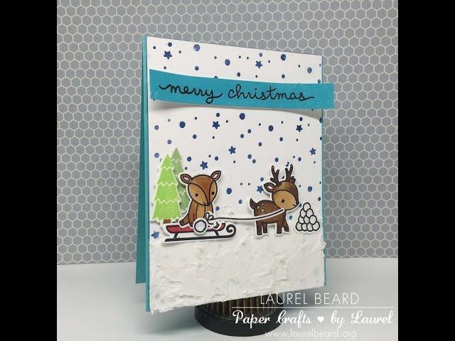 Ready Set Stamp with LLC: Christmas Card with Copic Coloring and Texture with Lawn Fawn