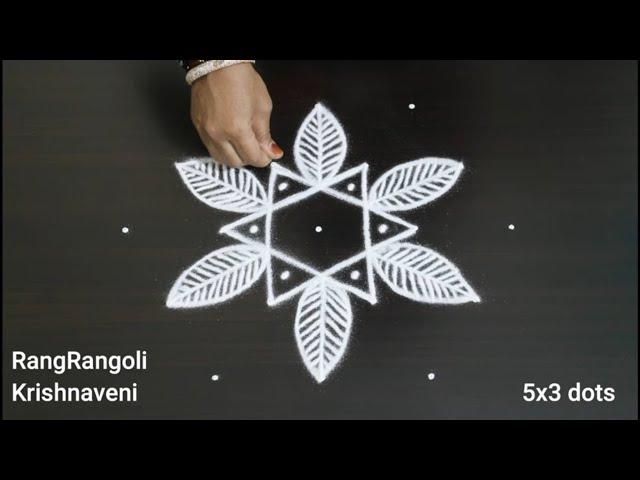 Daily Rangoli Designs5x3 dots Creative MugguluEasy KolamRangRangoli Krishnaveni