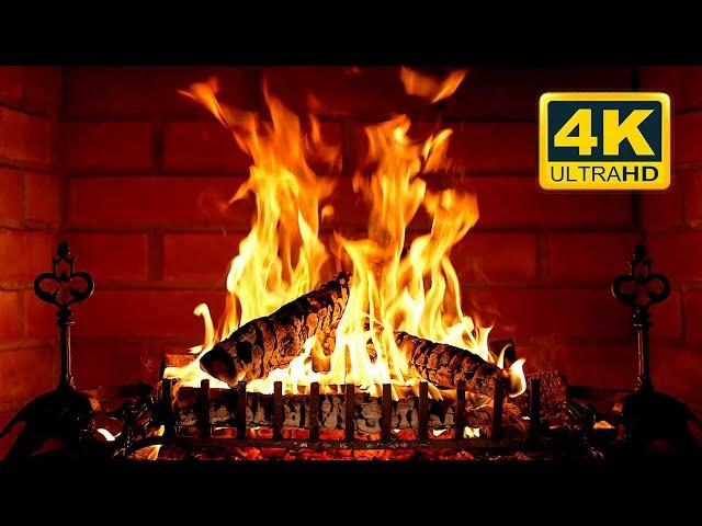  Cozy Fireplace 4K (12 HOURS). Fireplace with Crackling Fire Sounds. Fireplace Burning 4K