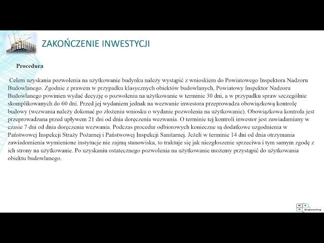 Proces inwestycyjny w przedsięwzięciu budowlanym zakończenie inwestycji