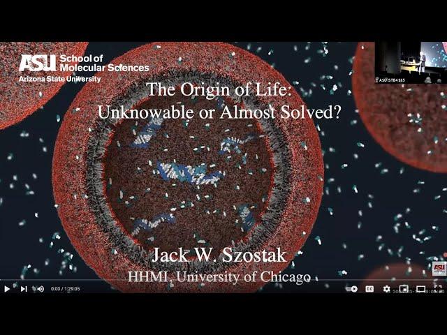 The Origin of Life: Not as Hard as it Looks? Jack Szosta, Spring 2023 Eyring Lecturer