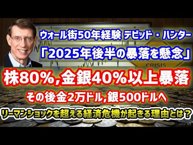 【2025年暴落予測】デビッド・ハンター「株は80％暴落、金銀もリーマンショックを超える下落」ウォール街50年活動したマクロ経済予測